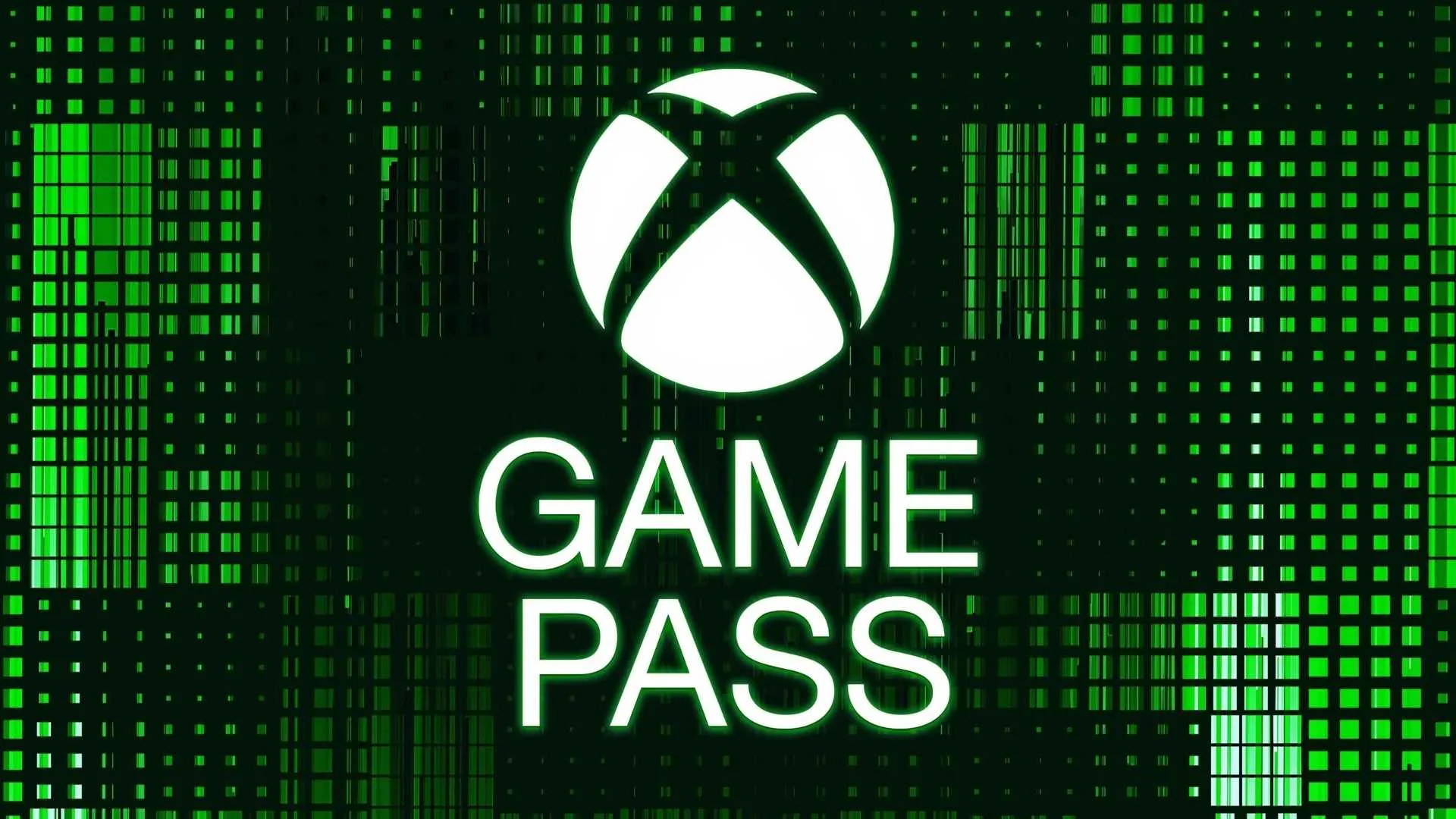 Xbox Game Pass logo on a green digital background.