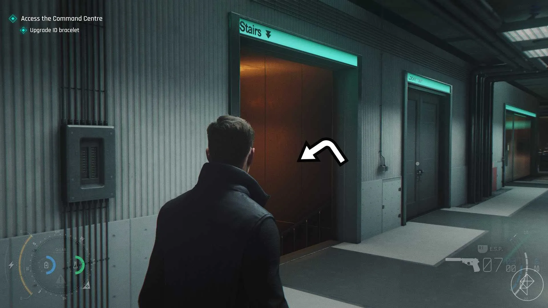 007 First Light: Stairs to the security office in Chapter 16.