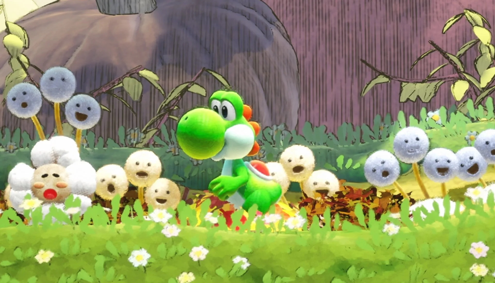 Yoshi in a grassy field.