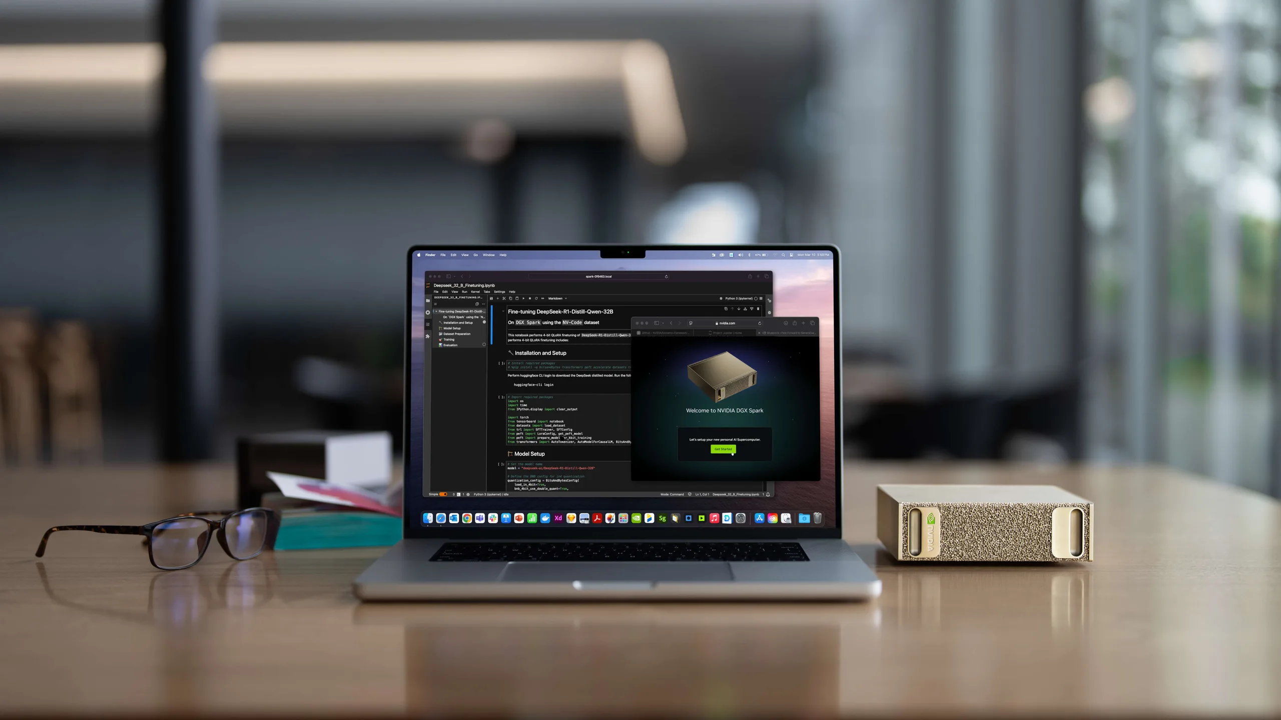 Laptop displaying Nvidia DGX Spark software.