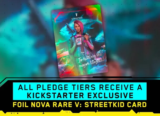 Cyberpunk TCG Kickstarter exclusive foil card.