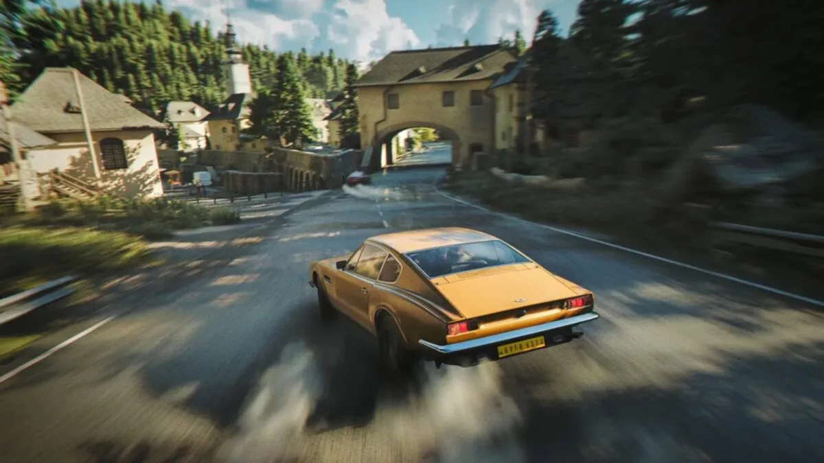 007 First Light gameplay: A high-speed chase in a classic car.