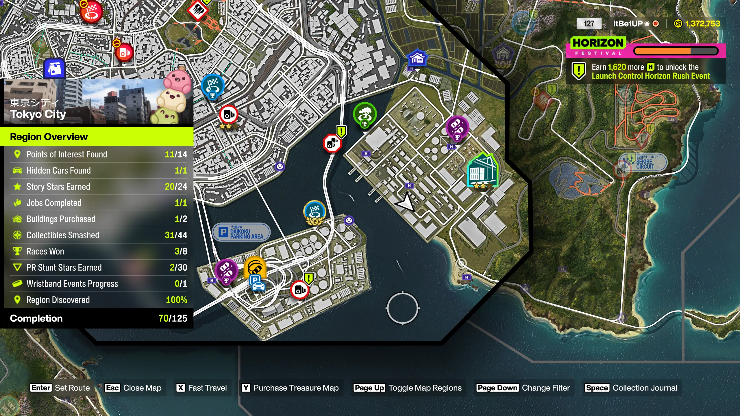 Forza Horizon 6 Tokyo City Treasure Hunt location: A map of Tokyo City