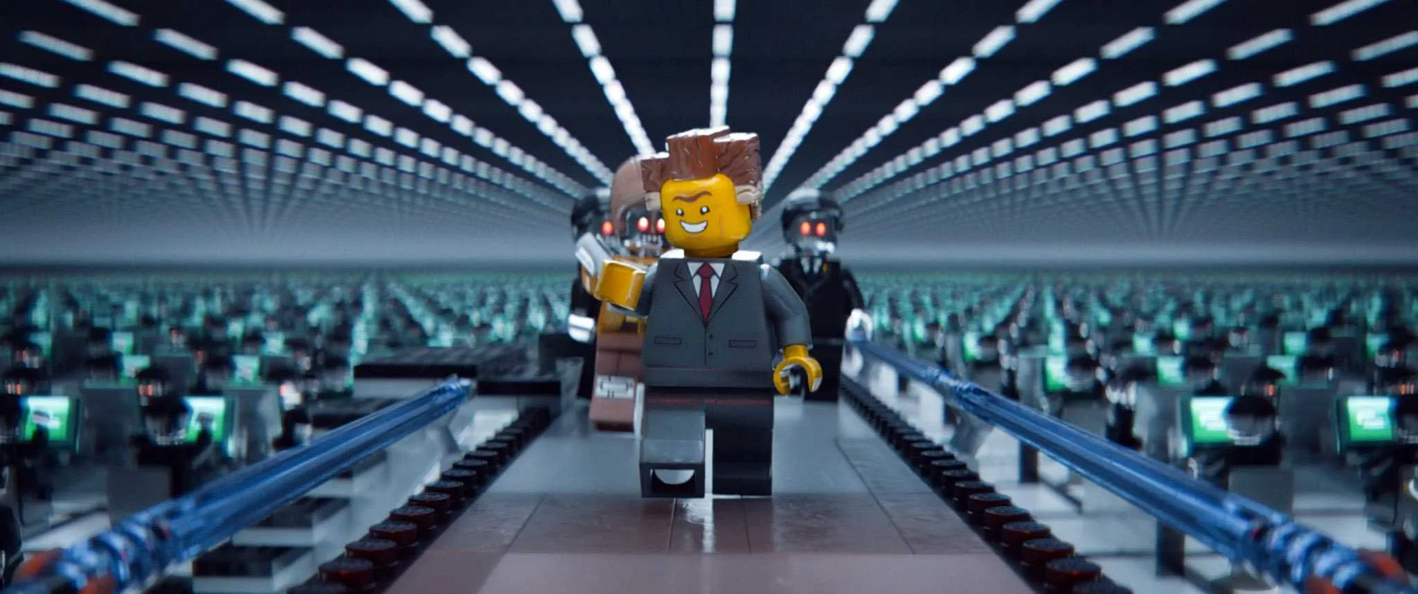 Lord Business walks though his building