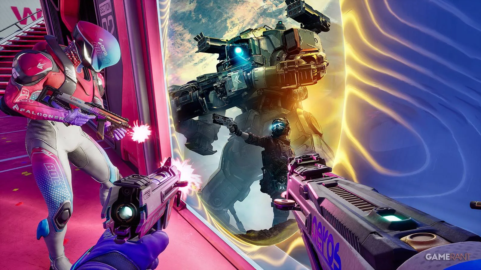 Splitgate and Titanfall imagery combined, reflecting Empulse's influences.