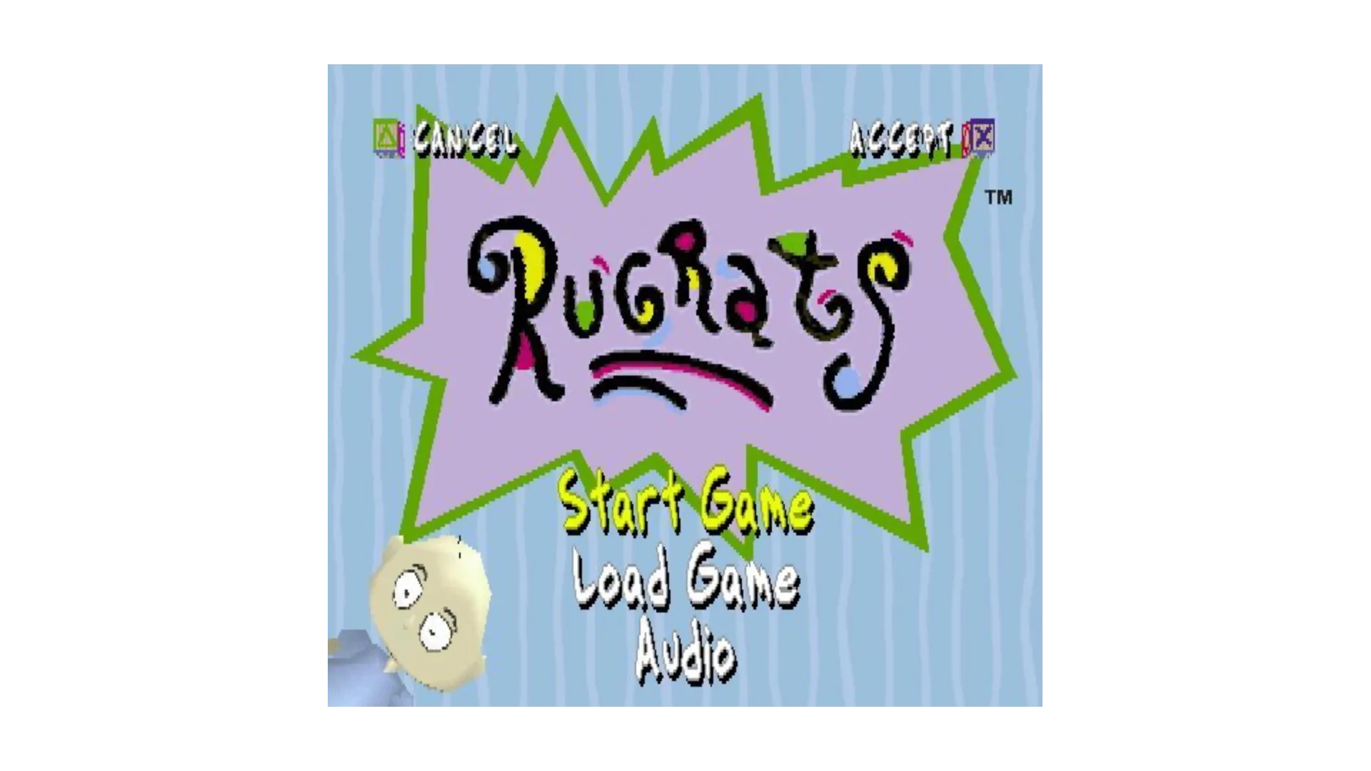 Rugrats game menu screen. Retro gaming!