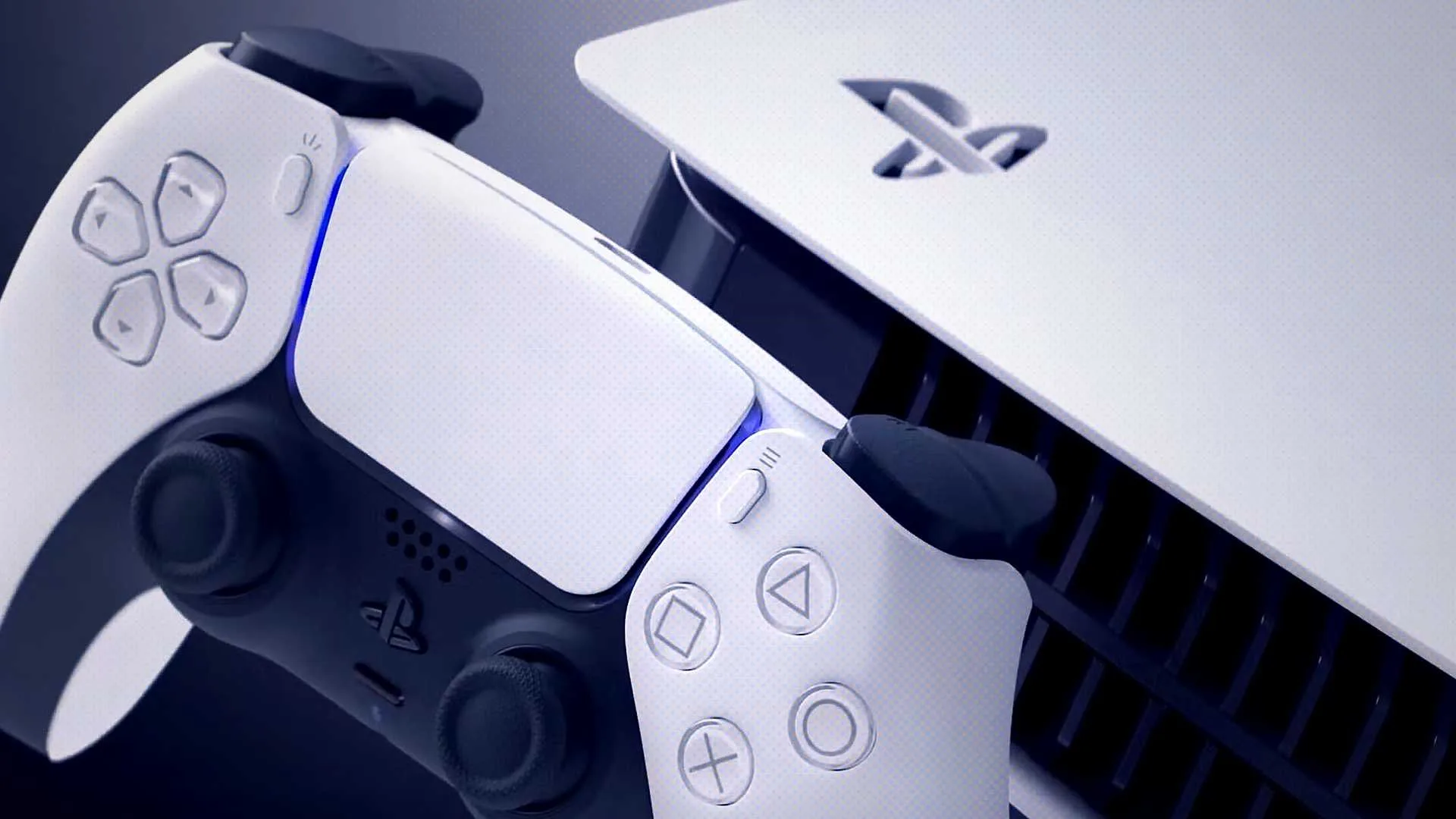 PlayStation 5 air vent side next to DualSense controller close-up
