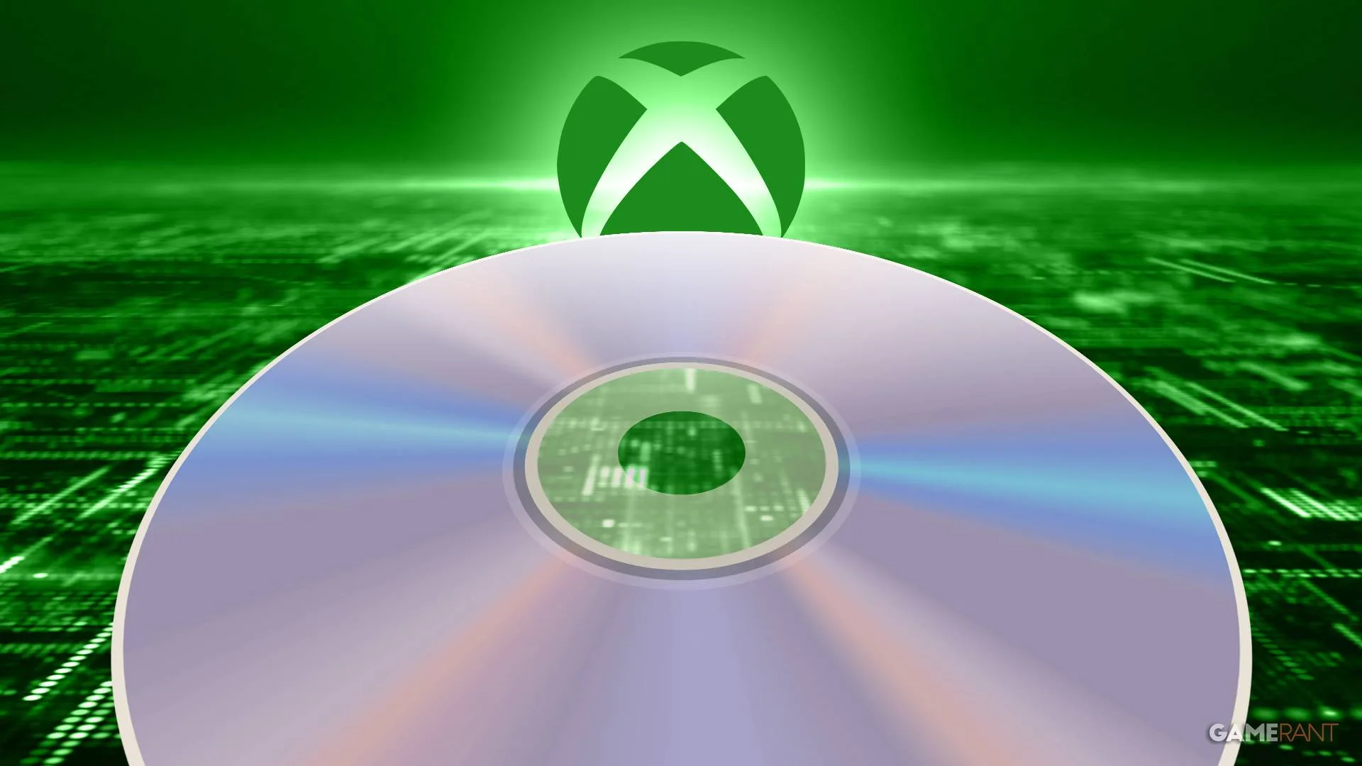 Xbox logo in the background, with disc in the foreground