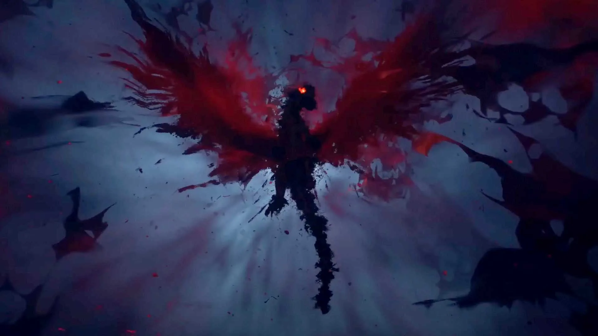 A shadowy Dragonsplague dragon is showing transforming in a screenshot from Dragon’s Dogma 2