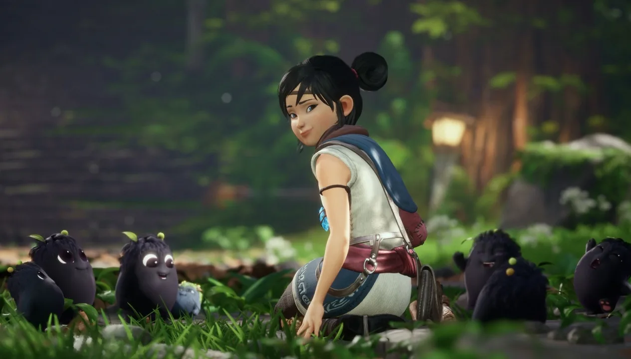 Kena surrounded by the Rot in Kena: Bridge of Spirits.