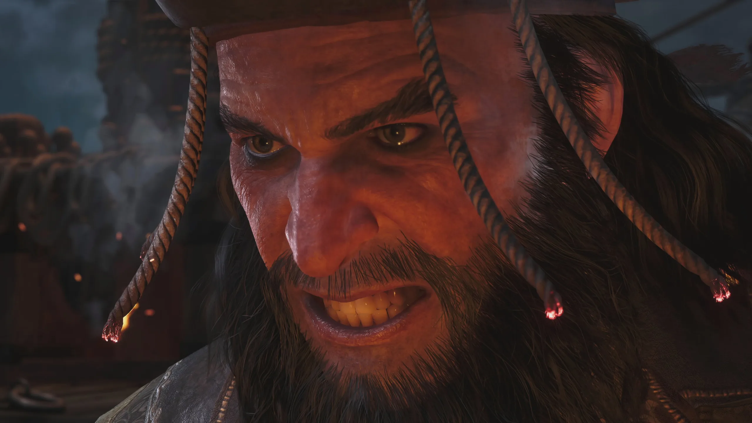 Blackbeard snarling in Assassin's Creed Black Flag Resynced