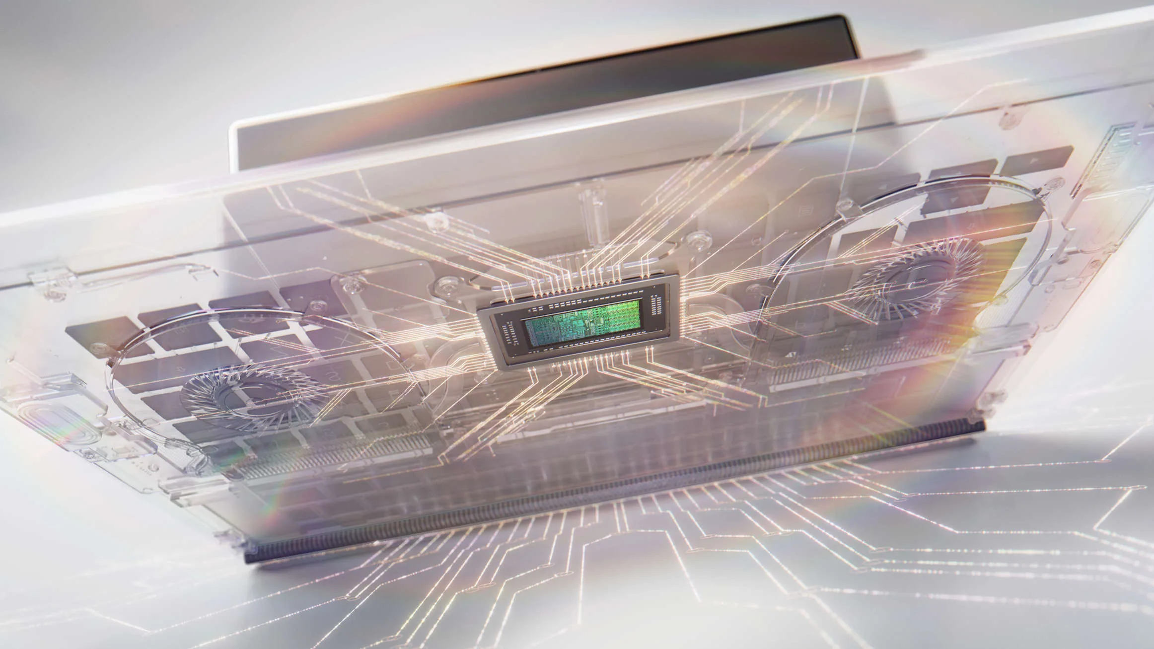 Nvidia RTX Spark chip in a transparent device.