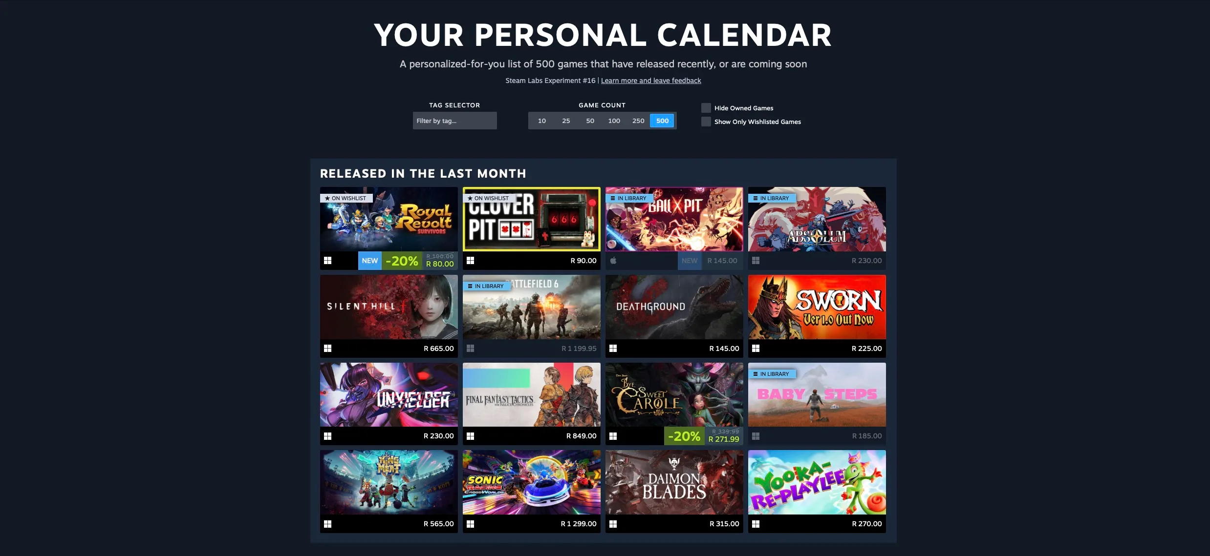 Steam's Personal Calendar Is Now a Permanent Store Feature - and Valve Says No One Can Pay to Be On It