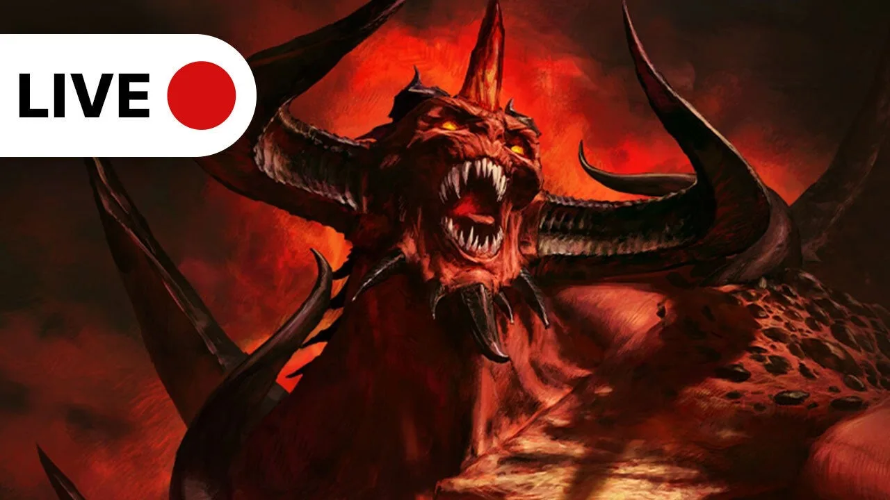 Diablo livestream. Diablo, Lord of Terror, is featured with a 'LIVE' indicator.