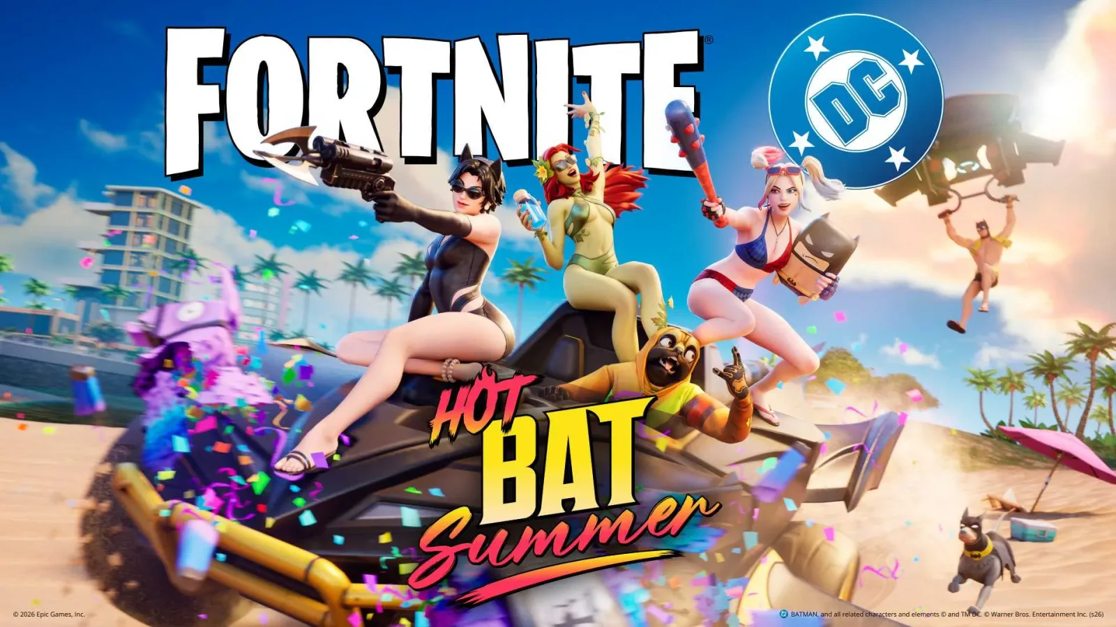 Fortnite's Hot Bat Summer: DC Swimsuit Skins, Batman Sprite, and Free Rewards Arrive July 16
