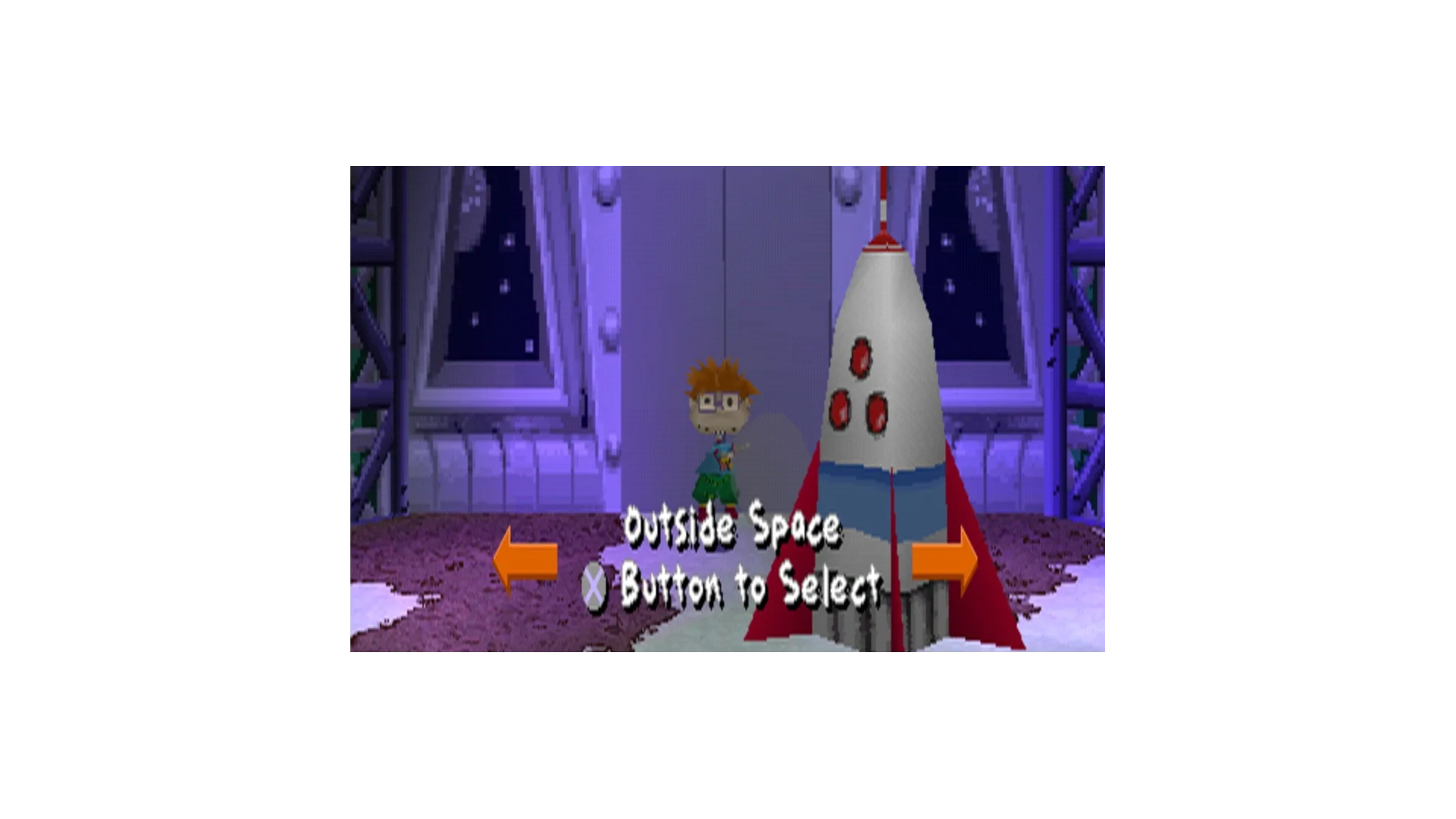 Rugrats game screenshot: Chuckie in space!