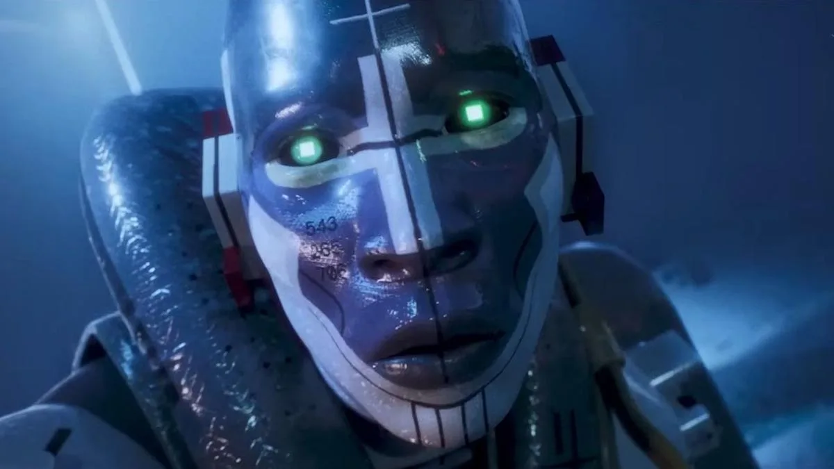 Close-up of a Marathon runner, showcasing its futuristic design and intense gaze.