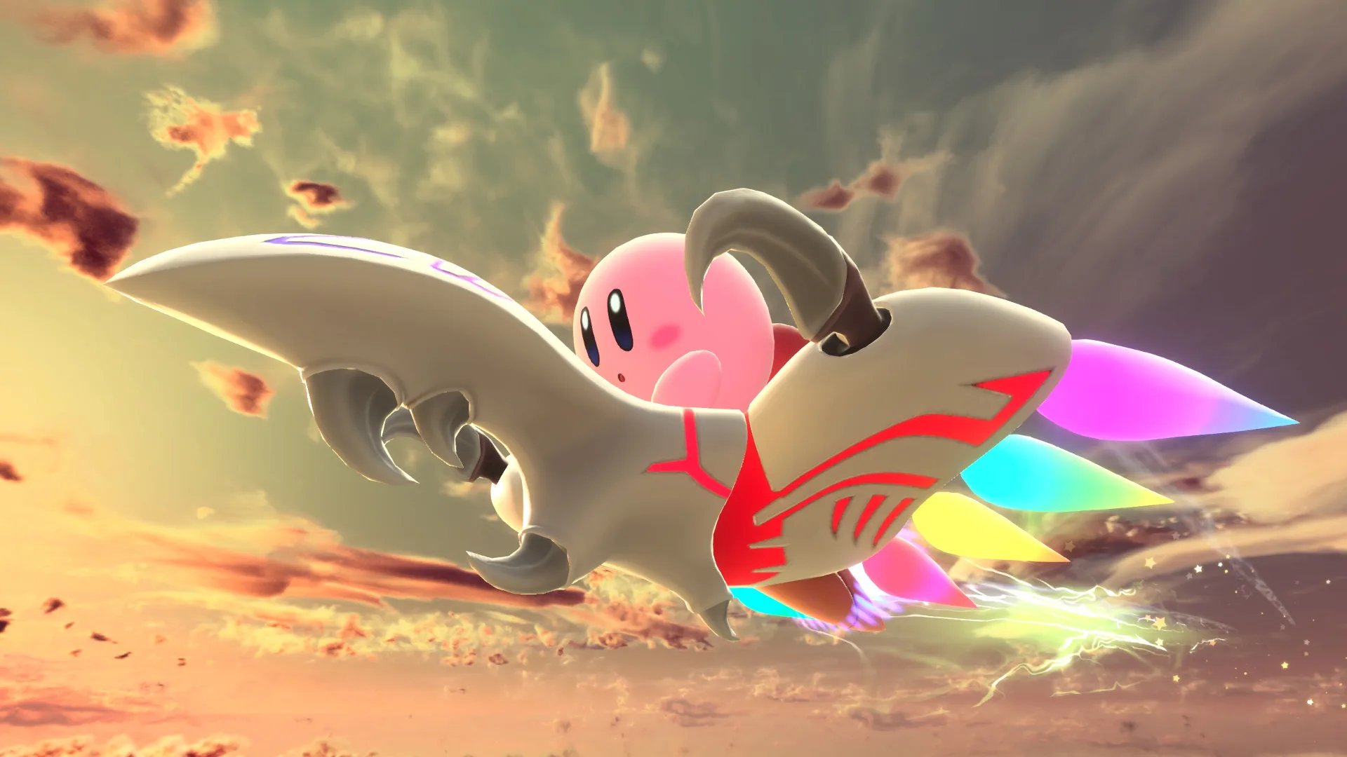 Kirby soars on a machine in Kirby Air Riders.