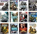 Collection of Ubisoft game box art, including Ghost Recon and Far Cry.