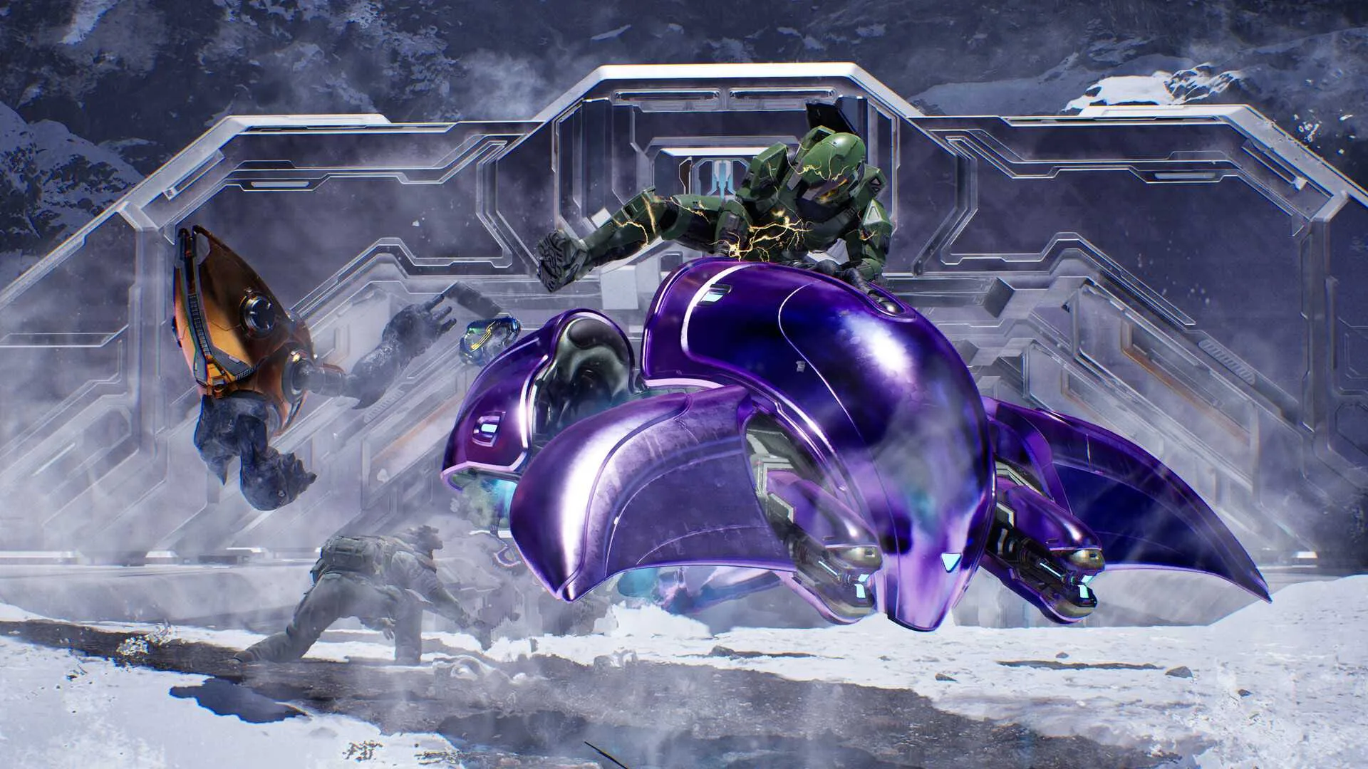 Master Chief kicks a Grunt out of a Ghost in Halo Campaign Evolved
